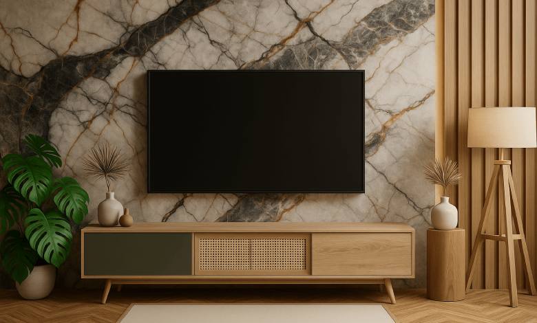 مزایای دیوار تی وی با سنگ اسلب